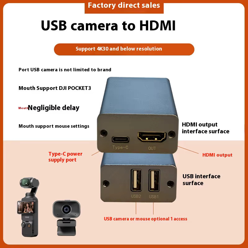 Tuoying Pocket3 Action6 USB-C zu HDMI Konverter für UVC Outdoor-Streaming und Bildungsübertragung - Bild 2