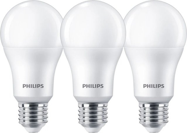 Philips LED-Leuchtmittel E27 Glühlampenform 13 W warmweiß 3er Set in Weiß - Bild 1