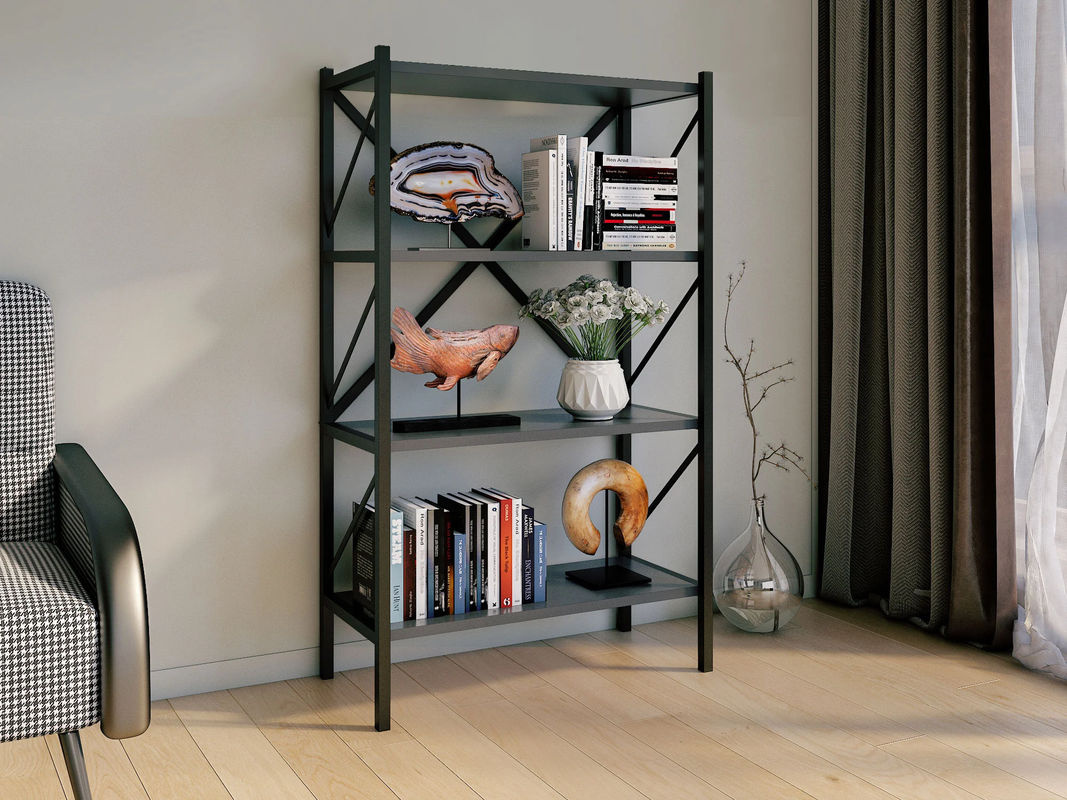 VCM Standregal Insasi 4-fach aus Holz und Metall in Anthrazit, B/H/T: 66 x 121 x 34 cm - Bild 2