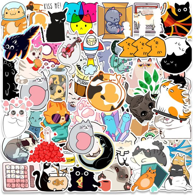 Keeppley Katzen-Cartoon-Aufkleber, Papier, Multicolour - Bild 1