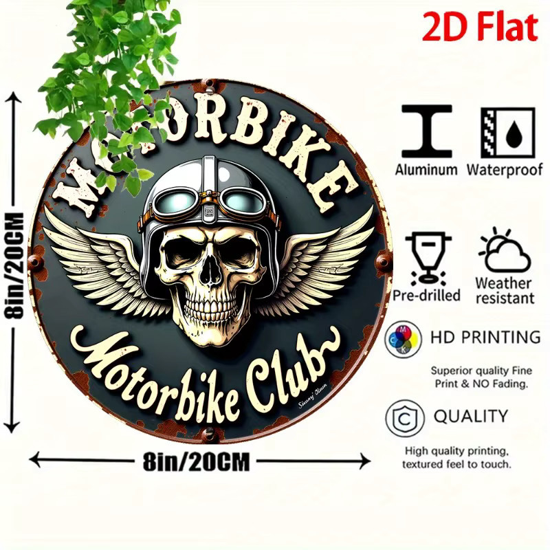 Retro-Motorrad-Club Metallschild von Potdemiel aus Aluminium in Mehrfarbig - Bild 2