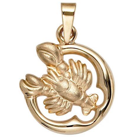 Colfem Anhänger Sternzeichen Krebs, 375 Gelbgold, matt, Unisex - Bild 1