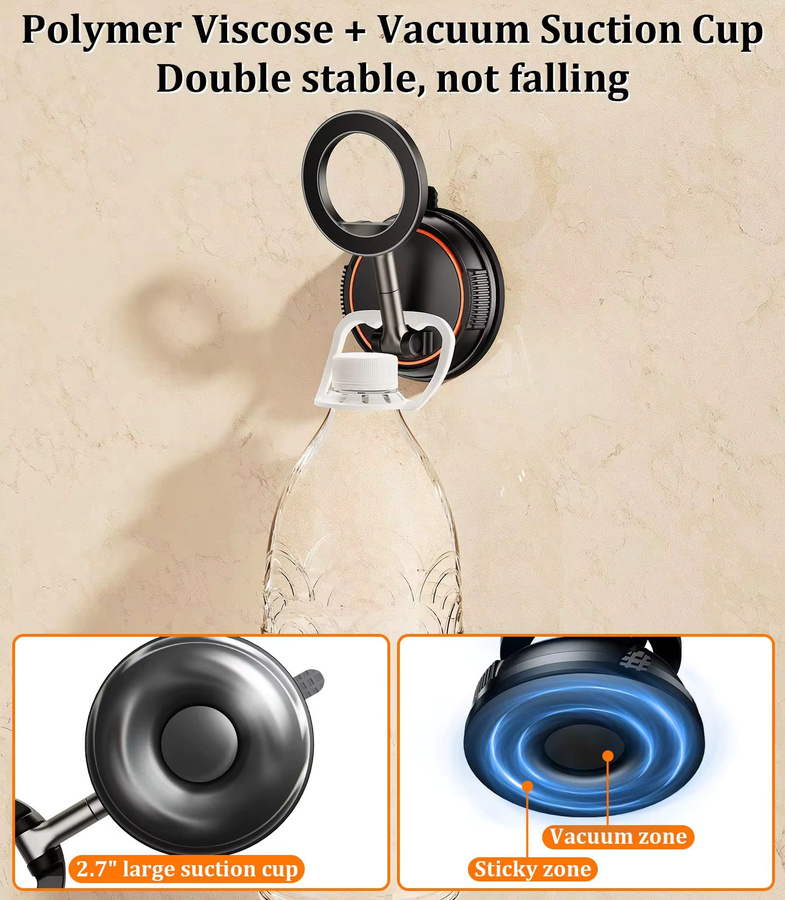Eary Magnetischer Handyhalter Schwarz mit 360 Grad drehbarem Saugnapf für iPhone und Samsung - Bild 4