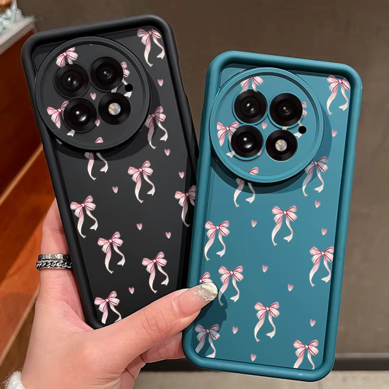 Stoßfeste TPU Handyhülle mit rosa Schleifenmuster für OnePlus 15 13 13T 12 13R 12R 11R 5G und OnePlus Nord 5 Ace 5 3 2 in Pink und Weiß - Bild 2