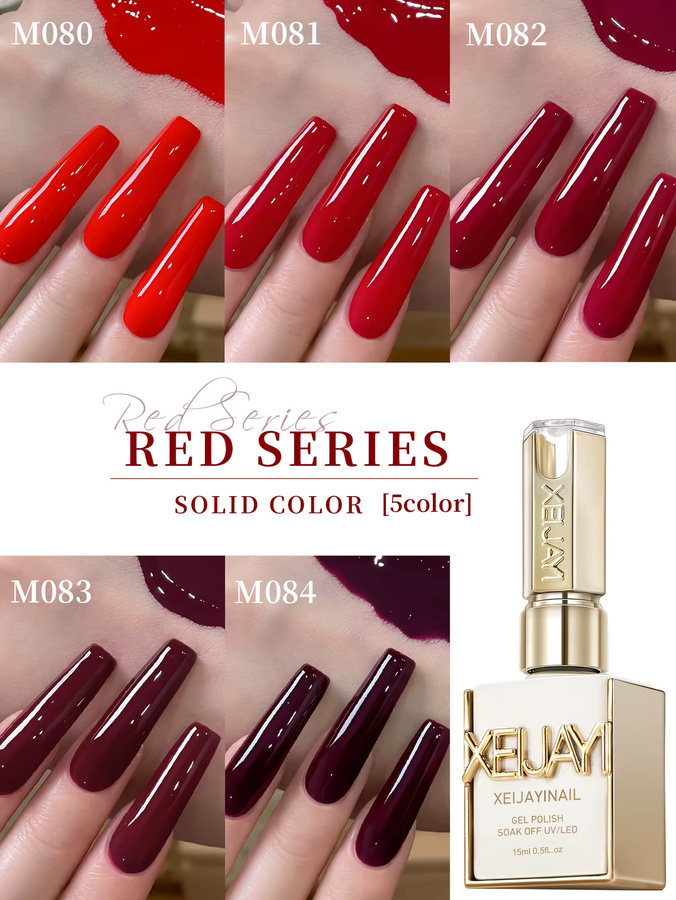 XEIJAYI Gel-Nagellack-Set Rote Serie, 15 ml, Glänzend - Bild 5