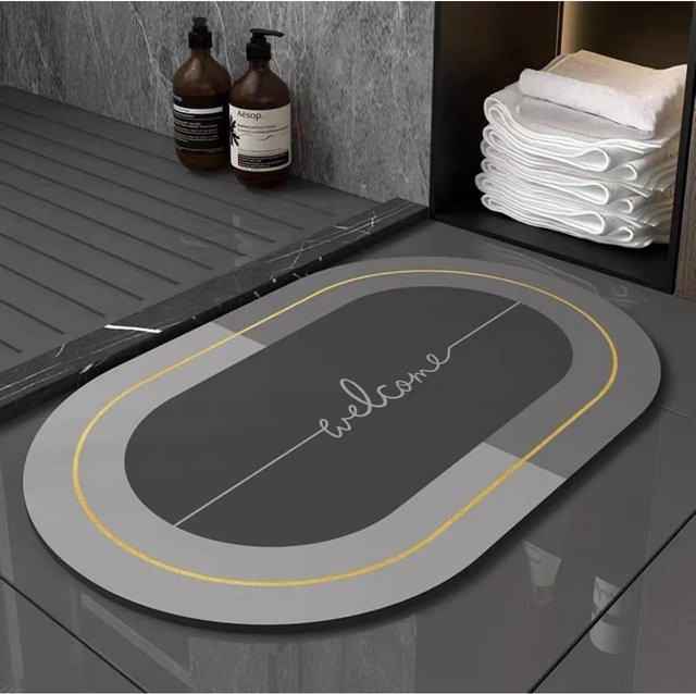 Saugfähige Kieselalgen-Schlammmatte für das Badezimmer von Yiran Furniture, grau, B/B: 40 x 60 cm - Bild 1
