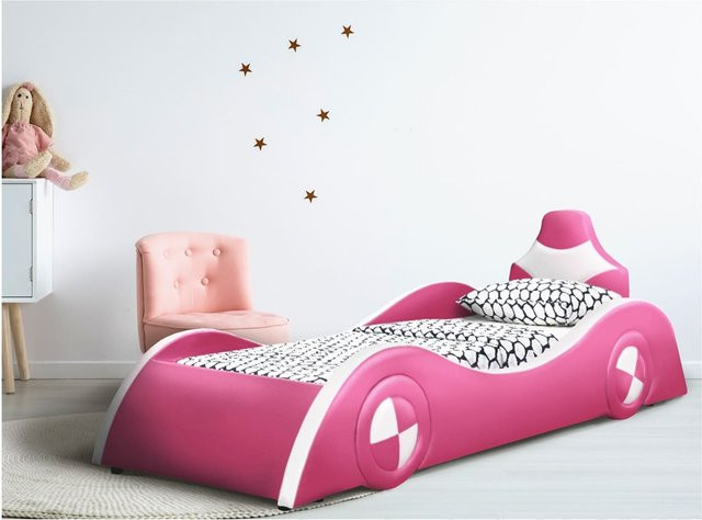 HTI-Living Autobett für Kinder in Pink/Weiß aus Kunststoff, B/T/H: 100 x 200 x 102,5 cm - Bild 1