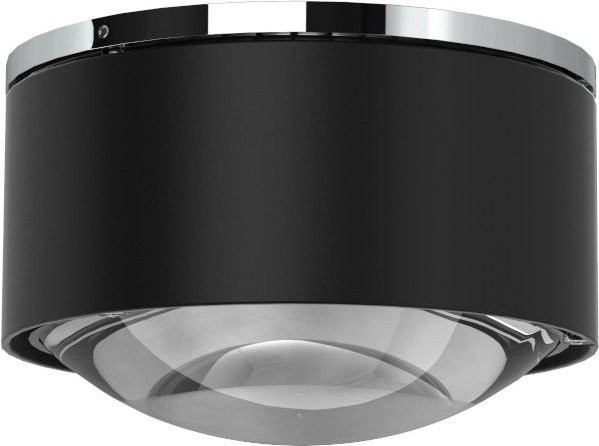 Top Light Puk Maxx One 2 LED-Deckenleuchte in Schwarz Matt und Chrom mit transparenter Glaslinse und warmweißem Licht (2700K) - Bild 1