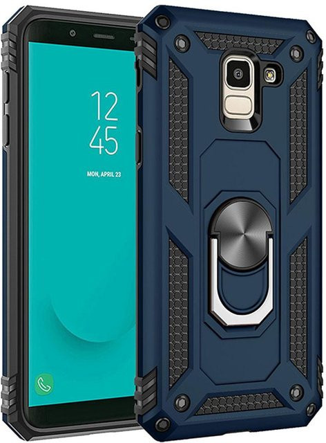 Samsung Galaxy J6 J610F Prime Dual Layer Military Armor Case mit Magnetring und Ständer in Blau - Bild 1