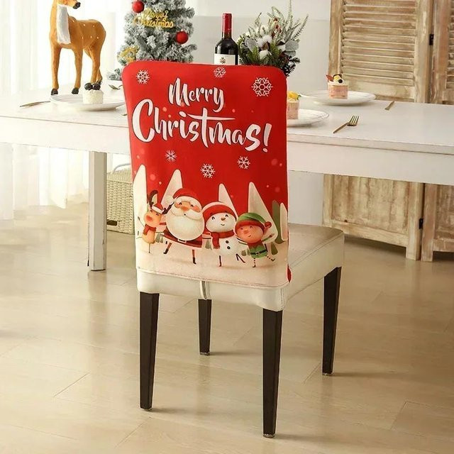 Weihnachts-Stuhlhussen aus Stretch-Material in Rot für Esszimmerstühle - Bild 1
