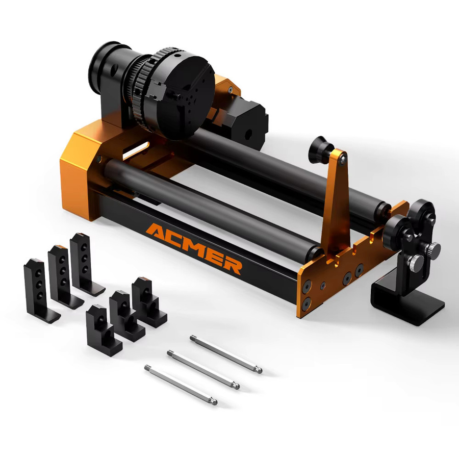 ACMER M4 Spannfutter-Rotationsmodul als 4. Achse für 3-Backen-Lasergravierer mit gebogener Oberfläche und Klemmdurchmesser 4–64 mm - Bild 7