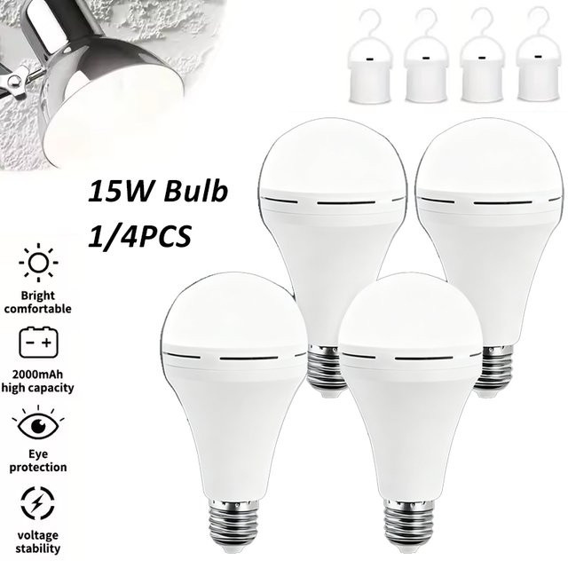 LINYILIGHT LED Camping Laterne 15W, wiederaufladbare E27 Notfallbeleuchtung, dimmbar und wasserdicht, Weiß - Bild 1
