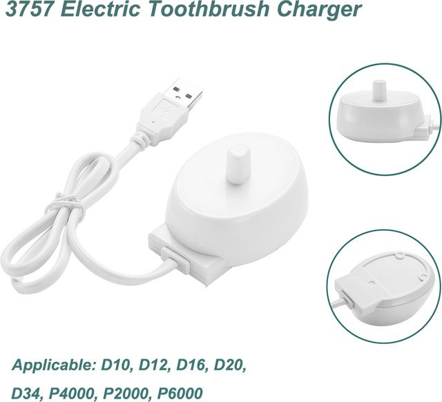 USB-Ladestation für Braun Oral B elektrische Zahnbürsten Serie D12 D20 D16, Reiseladegerät Dock 3757, Farbe: Weiß - Bild 1