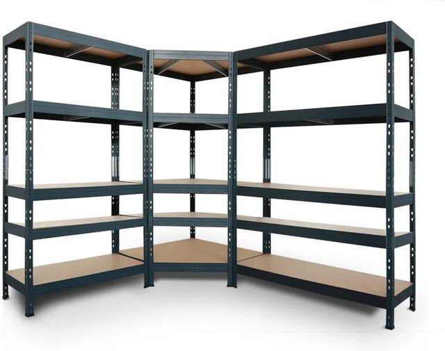 Ar Shelving Eckregal Rivet Set in Anthrazit mit 5 HDF-Böden, B/T/H: 180 x 180 x 210 cm - Bild 1