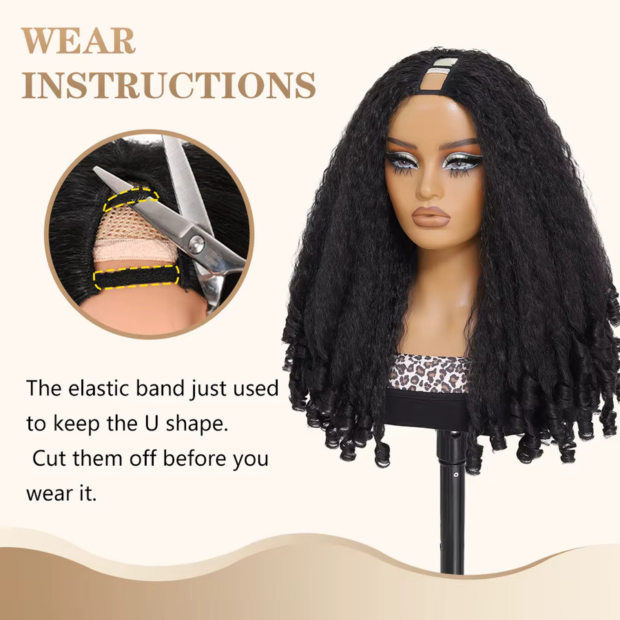 Latasha Afro-Perücke, synthetisch, lockig-glatt, Schwarz, Damen - Bild 2