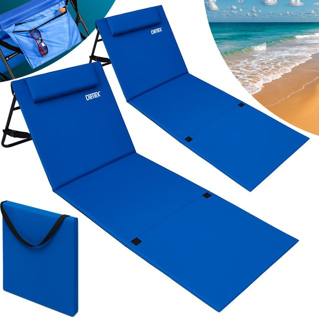 DETEX 2er-Set gepolsterte Strandmatten in Blau mit verstellbarer Kopfstütze, B/T/H: 158 x 56 x 46 cm - Bild 1