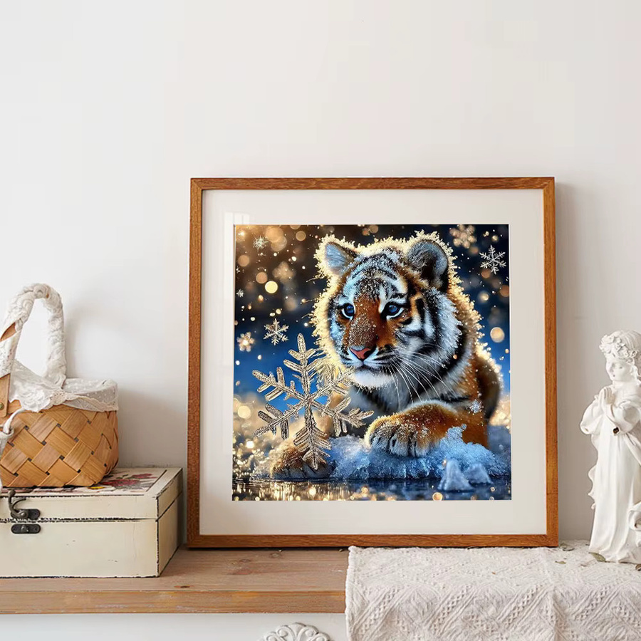 Huacan Diamantgemälde Tiger in Winterlandschaft als Diamant-Stickerei in Multicolour, B/T/H: 20 x 20 x 20 cm - Bild 3