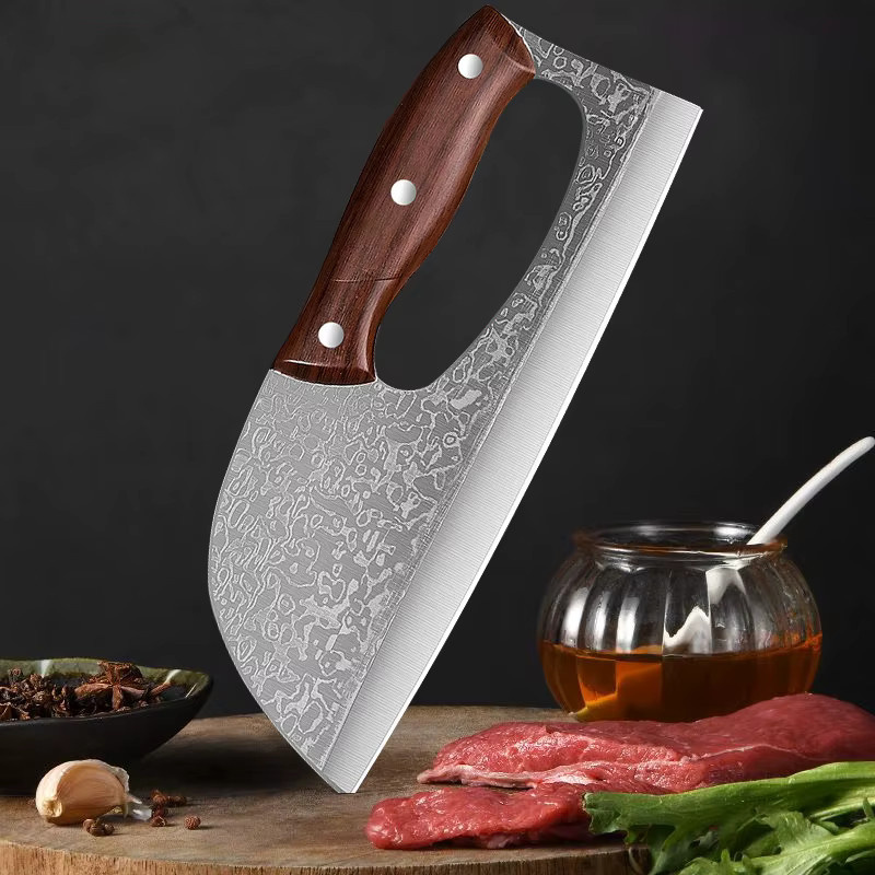 WXCOO Multifunktionales Küchenmesser aus Edelstahl mit Holzgriff als Fleischbeil, Metzgermesser und Obst- sowie Gemüsemesser - Bild 2
