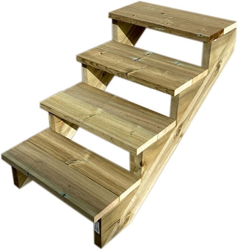 Vinuovo Gartentreppe aus Holz mit 4 Stufen, Breite: 100 cm, Höhe: 71 cm, ohne Setzstufen - Bild 1