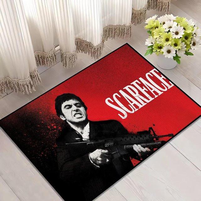 Lodestar Scarface Klassischer Teppich in Rot, Saugfähig und Anti-Rutsch, B/T: 80 x 50 cm - Bild 1