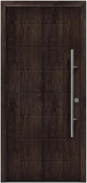 EcoStar Haustür Isopro Secur IPS 015 Eiche Dunkel Braun B: 110 cm, H: 210 cm, DIN Rechts - Bild 1