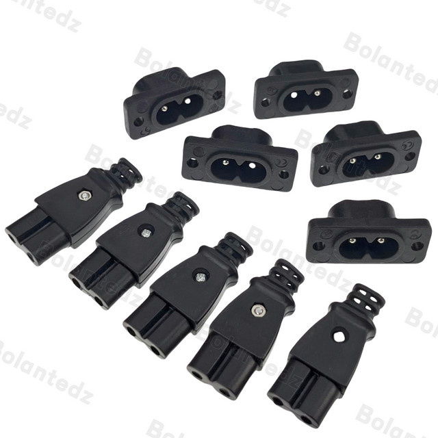 Bolantedz C7 Weibliche Steckdose und C8 Stecker Set, Schwarz, 35 x 15 mm, 250 V, 2,5 A - 5 A - Bild 1