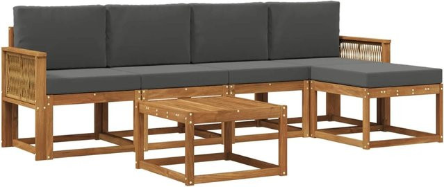 vidaXL Outdoor-Sofagarnitur aus Akazienholz mit 6 Sitzgelegenheiten in Anthrazit und Natur - Bild 1