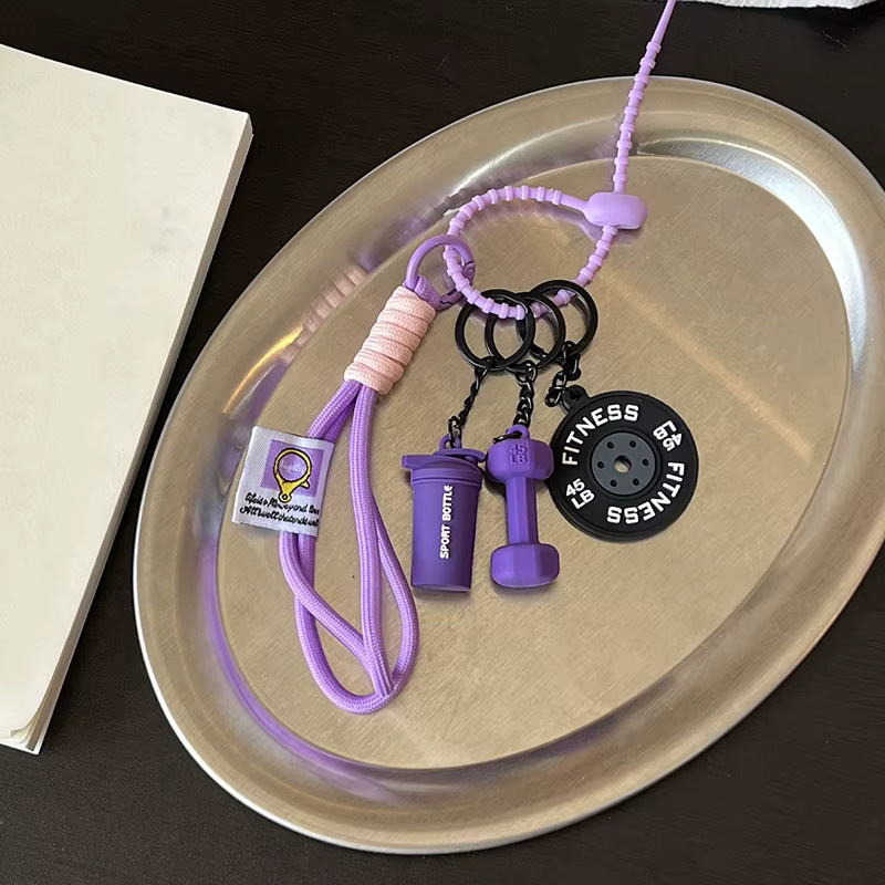 Yogodlns Schlüsselanhänger Hantelscheiben, purplepink, Unisex - Bild 2
