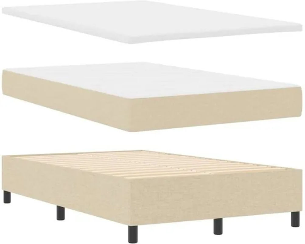 Modernes Boxspringbett vidaXL aus Stoff und Holzwerkstoff in Beige, B/T/H: 200 x 120 x 128 cm - Bild 1