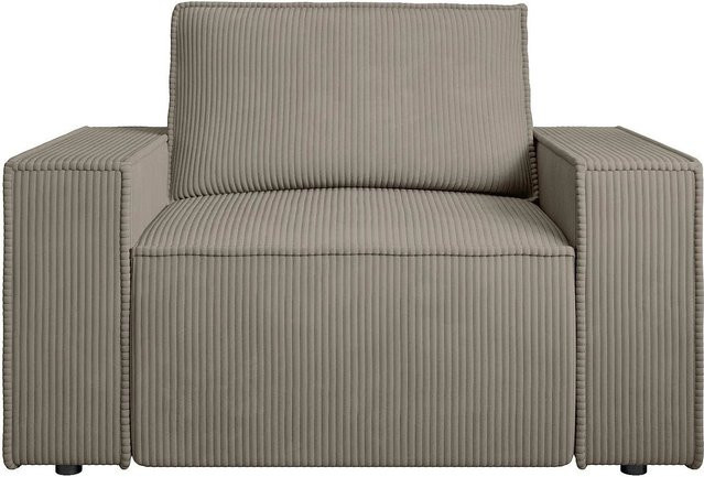 Vente-unique Sessel Amelia mit gerader Rückenlehne in Taupe Cord, Breite: 120 cm - Bild 1