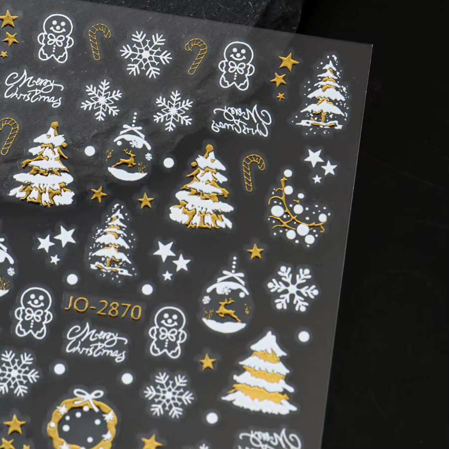 6 Stück Nagelaufkleber, goldene Weihnachts-Nageldekoration, glänzend - Bild 1