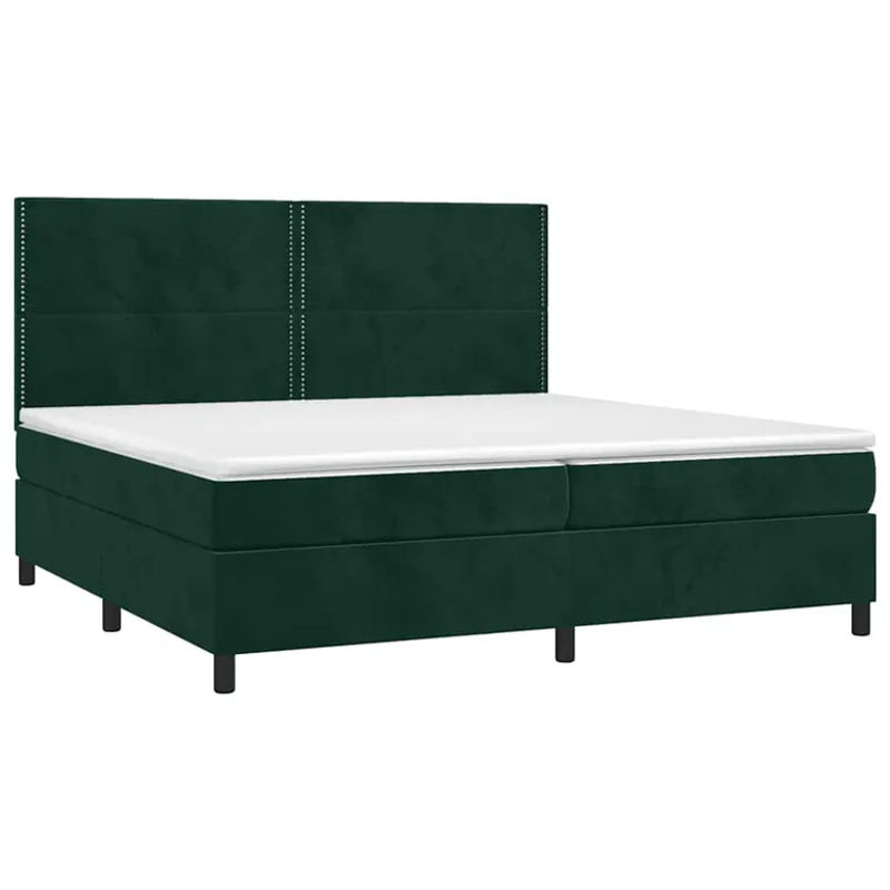 Vidaxl Kontinentalbett mit Matratze und LED in Grün aus Samt, B/T: 200 x 200 cm - Bild 5