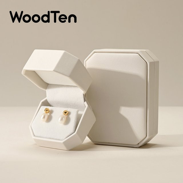 WoodTen Achteckische Schmuckorganisationsbox aus Leder für Ohrringe, Ringe, Anhänger, Halsketten und Armbänder - Bild 1