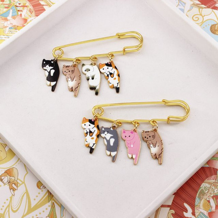 Mesuca Brosche, Katzen-Emaille, Gold, Unisex