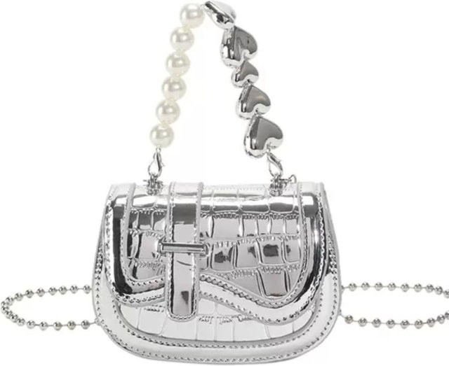 JMG Bags Perlenketten-Crossbody-Mini-Silber-Handtasche, White, Unisex - Bild 1