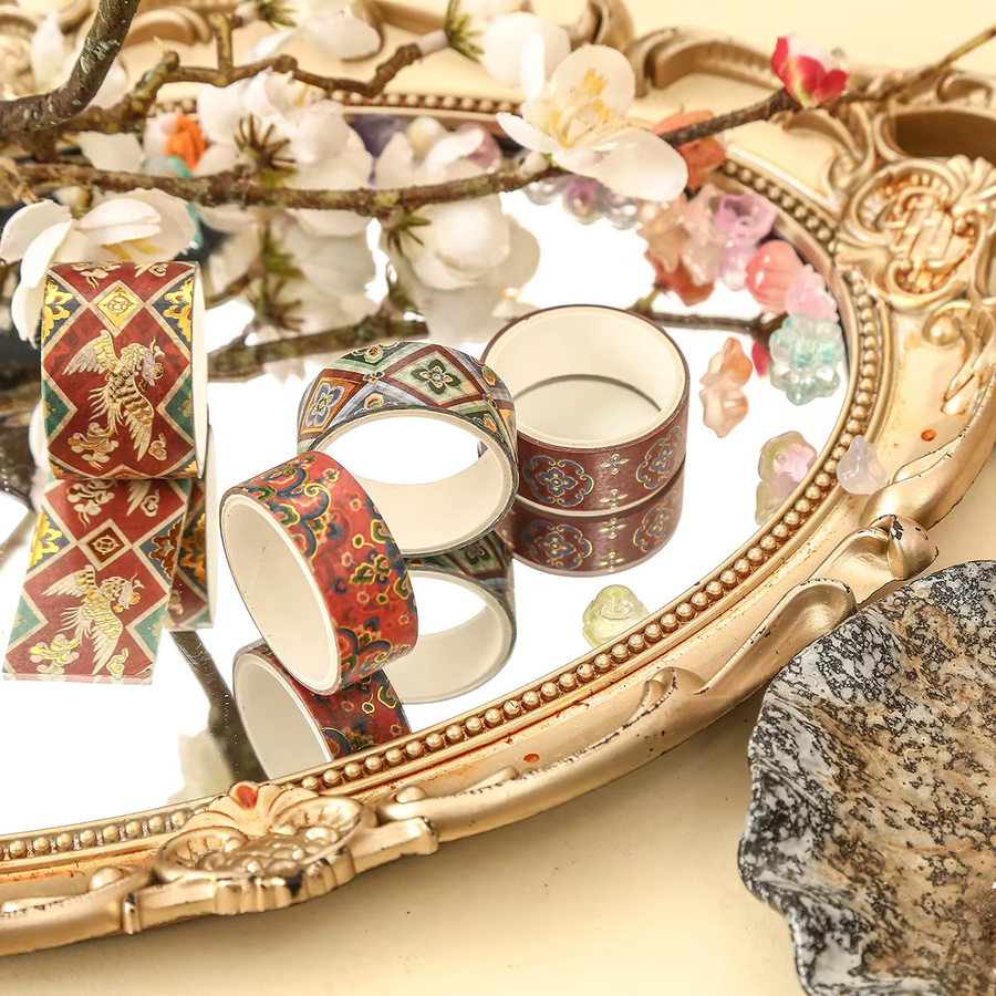 20 Rollen Vintage Washi Tape Set Dunhuang-Thema mit Goldprägung in Gold und Multicolour für DIY Scrapbooking und Fotoalbum-Dekoration - Bild 6