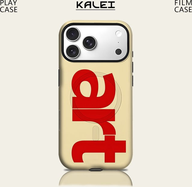 Potdemiel Handyhülle mit roter Typografie für iPhone 17 16 15 14 13 Pro Max Plus, magnetische robuste zweilagige Schutzhülle in Rot - Bild 1