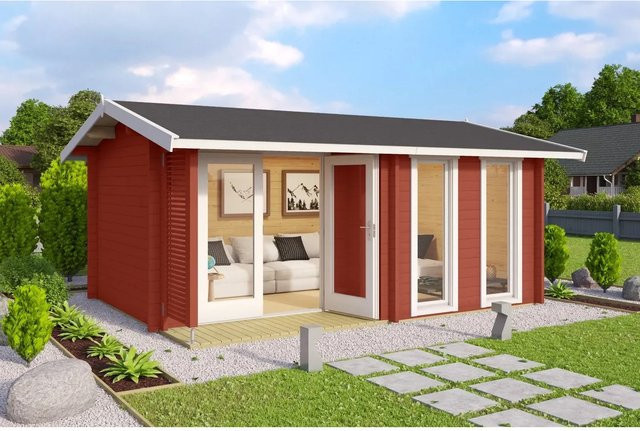 Lasita Maja Gartenhaus Hampshire aus Holz in Schwedenrot, Außenmaß B: 480 cm, H: 376,1 cm - Bild 1
