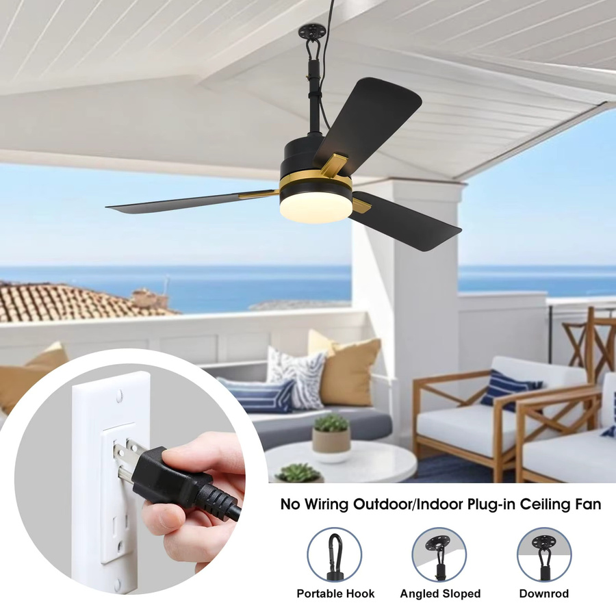 IRALAN LED-Deckenventilator mit Fernbedienung, Schwarz/Gold, Durchmesser: 105 cm - Bild 2