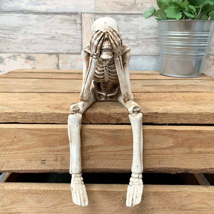ISHOWTIENDA Halloween Skelett-Schädel Dekoration aus Harz in Weiß für Party und Garten - Bild 3