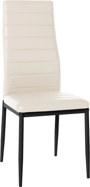 DELUKE Esszimmerstuhl HADOR in Creme mit Kunstleder und Steppmuster, B/T/H: 41,5 x 40 x 99 cm - Bild 1