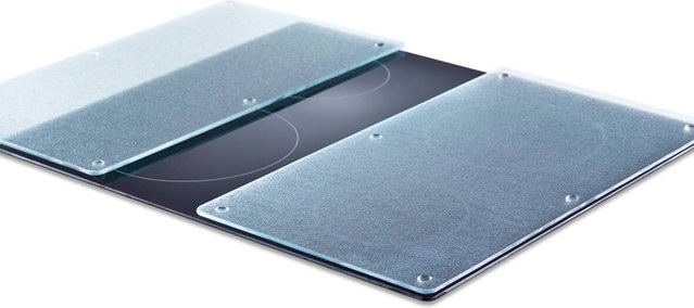 Zeller Present Herdabdeck- und Schneideplattenset aus Glas in Transparent mit rutschfesten Silikonfüßen, B: 52 cm, H: 0,7 cm, T: 30 cm - Bild 3