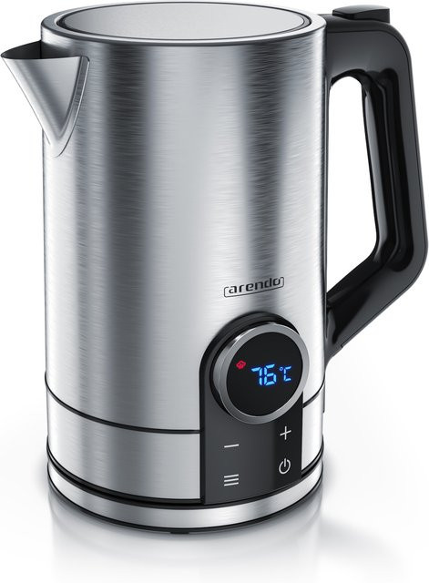 Arendo Wasserkocher DIVINE aus Edelstahl mit Temperatureinstellung, LED-Display und Keep-Warm-Funktion, Silber, 1,7 Liter, 2200W - Bild 1