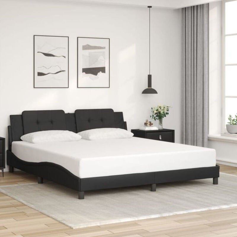 Modernes Polsterbett Zadar von vidaxl in Schwarz aus Kunstleder und Metall, B/T: 180 x 200 cm - Bild 1