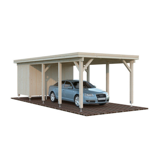 Palmako Carport Karl mit Geräteraum aus Fichtenholz, Flachdach, braun/transparent, B/T/H: 360 x 762 x 235 cm - Bild 4