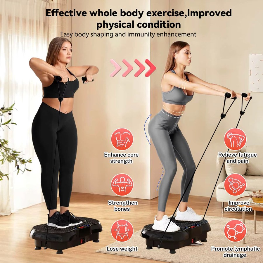 Betuyoo Vibrationsplatte Fitnessgerät in Schwarz mit 180 Geschwindigkeitsstufen, LCD-Touchscreen, Bluetooth-Musik, 5 Automatikmodi und magnetischer Massage, Belastbarkeit bis 150 kg - Bild 6