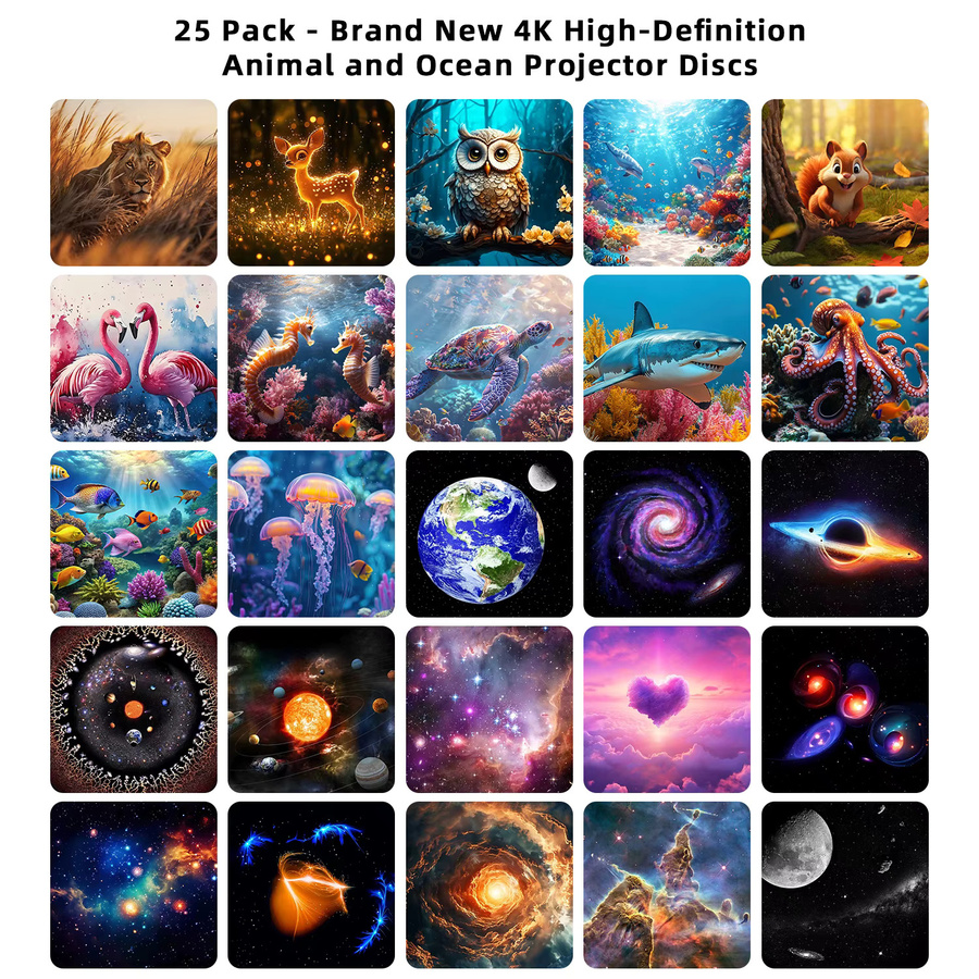 AUSYLE Galaxy Projector PRO Nachtlicht in Weiß mit 25 4K Projektionsmustern und modernem Design - Bild 2