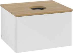 V&B Waschtischunterschrank Antao mit Beleuchtung, Eiche Honig und Weiß Lack, B/T/H: 60 x 36 x 50 cm - Bild 1