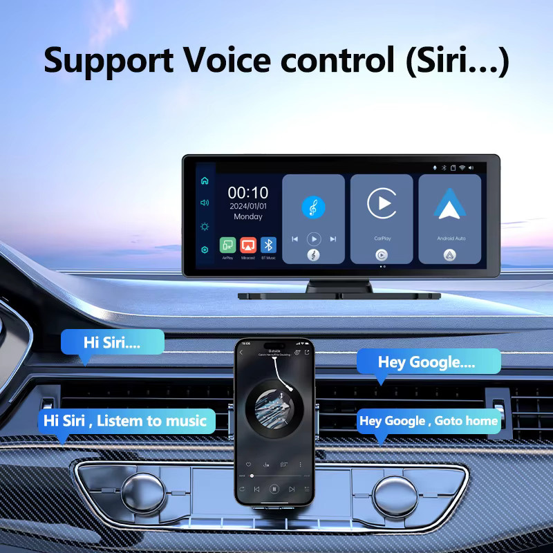 BEPOCAM 8,1 Zoll Carplay Bildschirm für Auto mit Android Auto, Bluetooth, AUX und FM, Multimedia Video Player in Schwarz - Bild 3