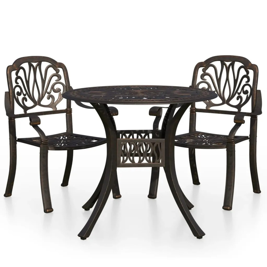 vidaXL 3-tlg Bistro-Set aus Aluminiumguss in Bronze und Braun, Modell 3 - Bild 2